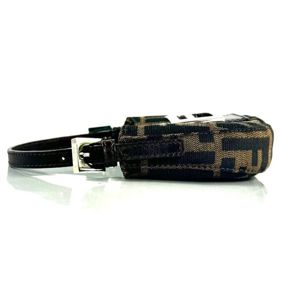 Authentic FENDI Mini Croissant Zucca Zucchino Shoulder Hand Bag Bucket FF Brown - Picture 4 of 15